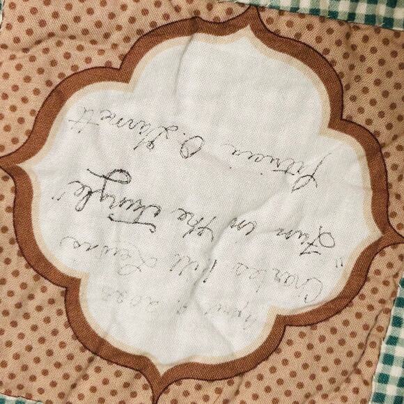 Baby Quilt Jungle Babies Green Brown Yellow 46.5" x 37.5" Green Gingham Backing - Picture 4 of 10